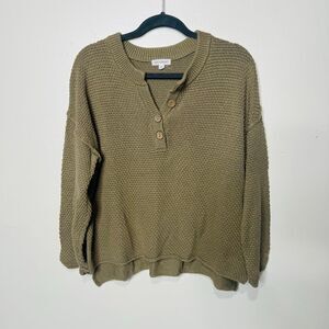 Blu Pepper Green Knit Oversized Crop Sweater Sz M